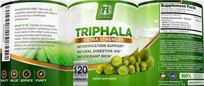 BRI Nutrition Triphala Extra Strength source label used in the packaging illustration
