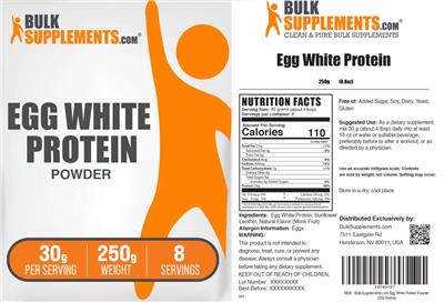BulkSupplements.com Egg White Protein Powder 30 g product packaging