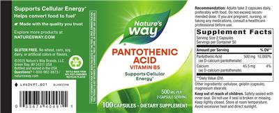 Nature's Way Pantothenic Acid product packaging