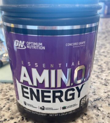 ON Optimum Nutrition Essential AMIN.O. Energy Concord Grape source label used in the packaging illustration