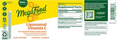 MegaFood Liposomal Vitamin C 1000 mg source label used in the packaging illustration