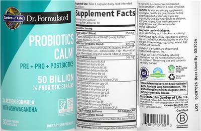Garden of Life Dr. Formulated Probiotics Calm 50 Billion product packaging