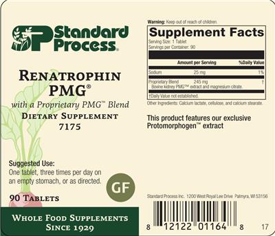 SP Standard Process Renatrophin PMG source label used in the packaging illustration