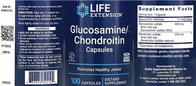 Life Extension Glucosamine/Chondroitin Capsules product packaging