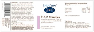 BioCare P-5-P Complex source label used in the packaging illustration