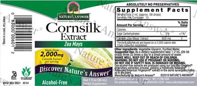 Nature's Answer Cornsilk Extract 2000 mg Alcohol Free source label used in the packaging illustration