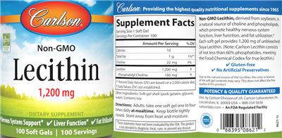Carlson Lecithin 1200 mg source label used in the packaging illustration