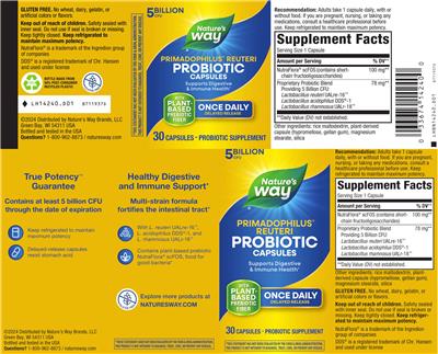 Nature's Way Primadophilus Reuteri Probiotic Capsules product packaging
