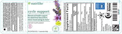 Nutrilite Cycle Support source label used in the packaging illustration