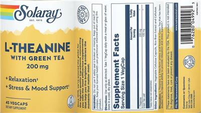 Solaray L-Theanine With Green Tea 200 mg product packaging