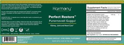 Harmony Nutraceuticals Perfect Restore source label used in the packaging illustration