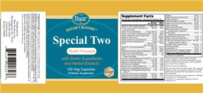 Baar Nature's Blessing Special Two Multi Vitamin source label used in the packaging illustration