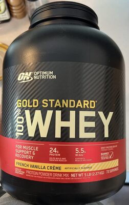 ON Optimum Nutrition Gold Standard 100% Whey French Vanilla Creme source label used in the packaging illustration