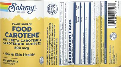 Solaray Food Carotene 500 mcg product packaging