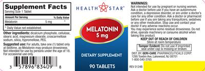 Health Star Melatonin 5 mg source label used in the packaging illustration