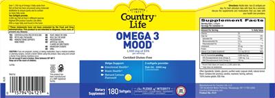 Country Life Omega 3 Mood Natural Lemon Flavored! source label used in the packaging illustration