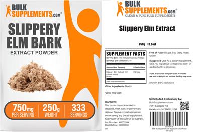 BulkSupplements.com Slippery Elm Bark Extract Powder 750 mg product packaging