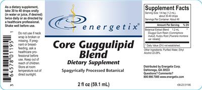 Energetix Core Guggulipid Blend source label used in the packaging illustration
