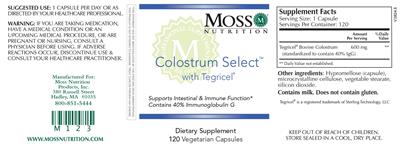 Moss Nutrition Colostrum Select with Tegricel product packaging