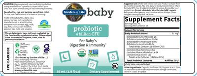 Garden of Life Baby Probiotic 4 Billion CFU product packaging