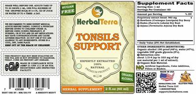 Herbal Terra Tonsils Support Sugar Free product packaging