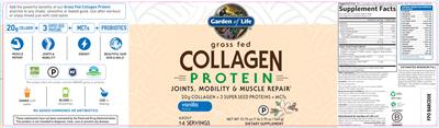 Garden of Life Grass Fed Collagen Protein Vanilla Flavor product packaging