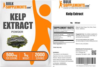 BulkSupplements.com Kelp Extract Powder 500 mg product packaging