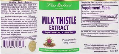 Paradise Milk Thistle Extract source label used in the packaging illustration