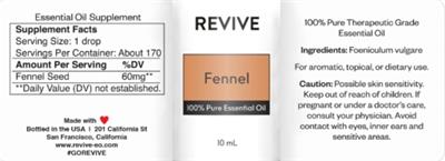 Revive Fennel source label used in the packaging illustration