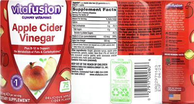 vitafusion Apple Cider Vinegar Delicious Apple Cider Flavor 500 mg source label used in the packaging illustration