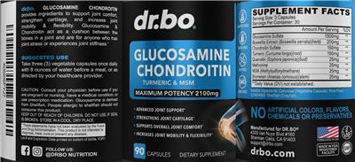 dr.bo Glucosamine Chondroitin Maximum Strength 2100 mg source label used in the packaging illustration