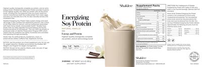 Shaklee Energizing Soy Protein Natural Vanilla source label used in the packaging illustration
