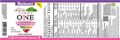 Bluebonnet Ladies' One Prenatal source label used in the packaging illustration