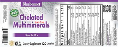 Bluebonnet Chelated Multiminerals Iron-Free source label used in the packaging illustration