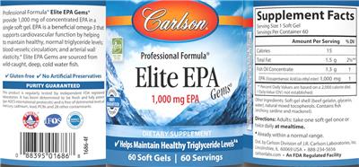 Carlson Elite EPA Gems 1000 mg source label used in the packaging illustration