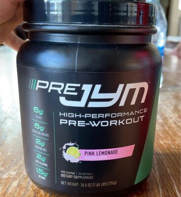 JYM Supplement Science Pre JYM Pink Lemonade source label used in the packaging illustration