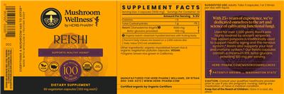Mushroom Wellness by Herb Pharm Reishi source label used in the packaging illustration