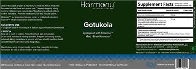 Harmony Nutraceuticals Gotukola product packaging