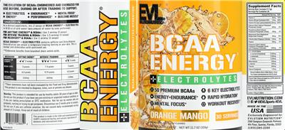 Evlution Nutrition BCAA Energy + Electrolytes Orange Mango product packaging