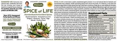 ProCaps Spice of Life source label used in the packaging illustration