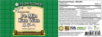 Plum Flower Pe Min Kan Wan source label used in the packaging illustration