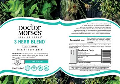 Doctor Morse's Healing Herbs 3 Herb Blend source label used in the packaging illustration
