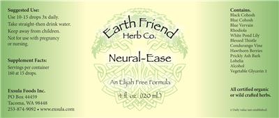 Earth Friend Herb Co. Neural-Ease source label used in the packaging illustration
