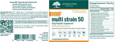 Genestra Brands HMF Multi Strain 50 source label used in the packaging illustration