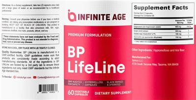 Infinite Age BP Lifeline source label used in the packaging illustration