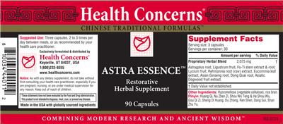 Health Concerns Astra Essence source label used in the packaging illustration
