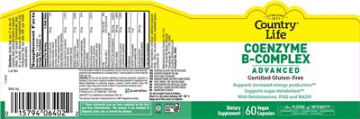 Country Life Coenzyme B-Complex Advanced source label used in the packaging illustration