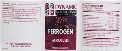 DNA Dynamic Nutritional Associates Ferrogen product packaging