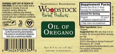 Woodstock Herbal Products Oil of Oregano product packaging