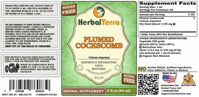 Herbal Terra Plumed Cockscomb Alcohol Free product packaging